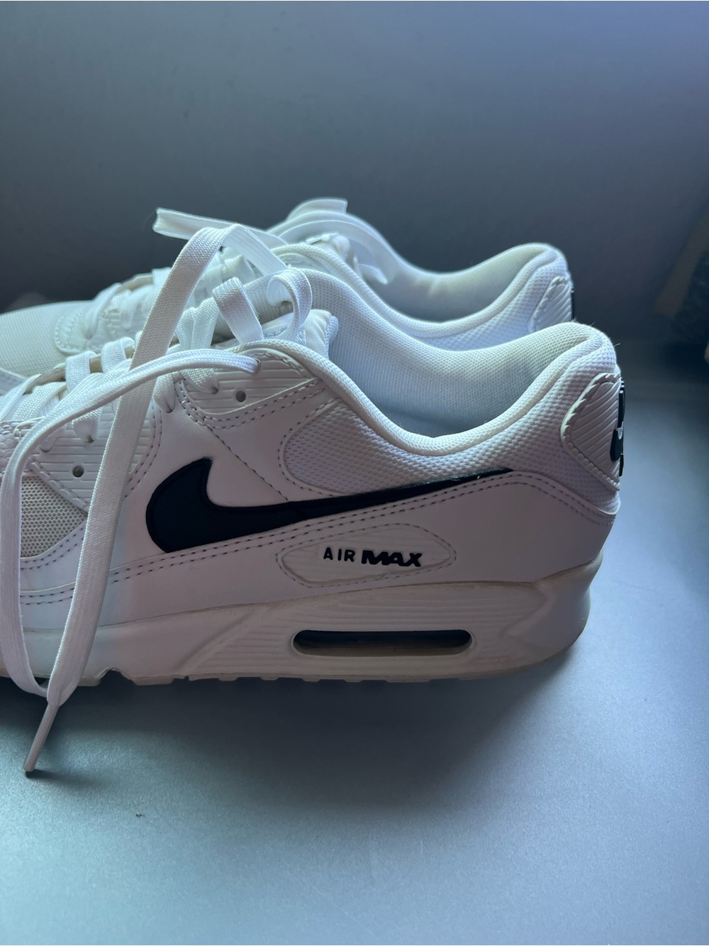 Nike Air Max Women's White Sneakers with Black Swoosh - Picture 3 of 5